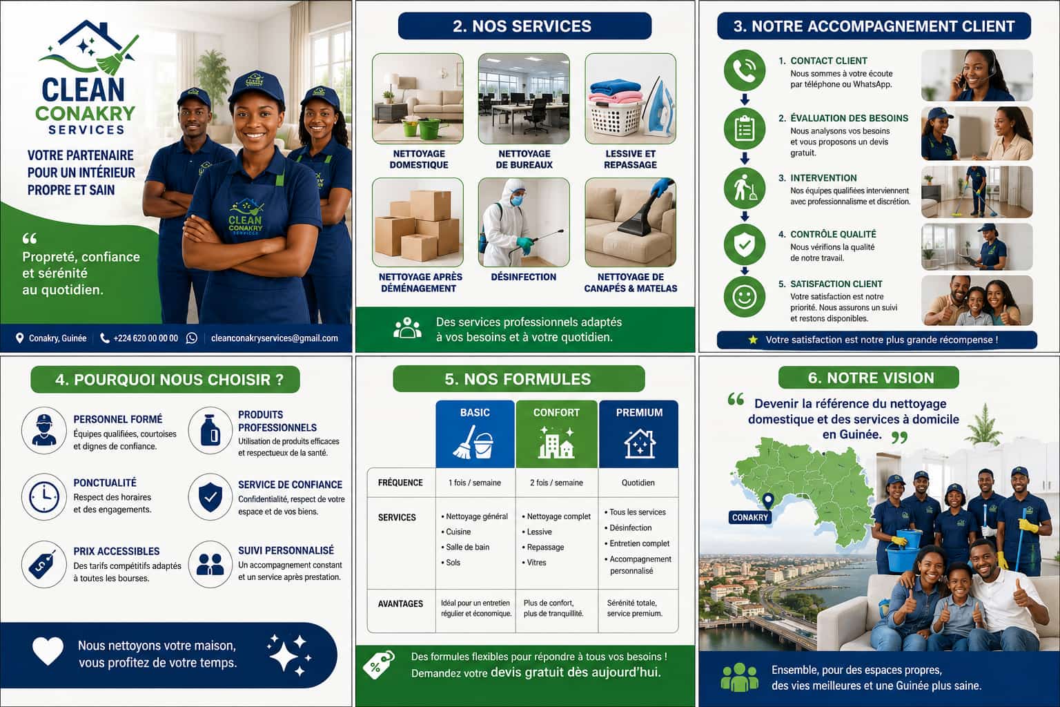 Brochure du pôle Nettoyage de Clean Conakry Services